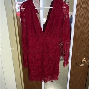 Windsor Red Lace Long Sleeve Dress